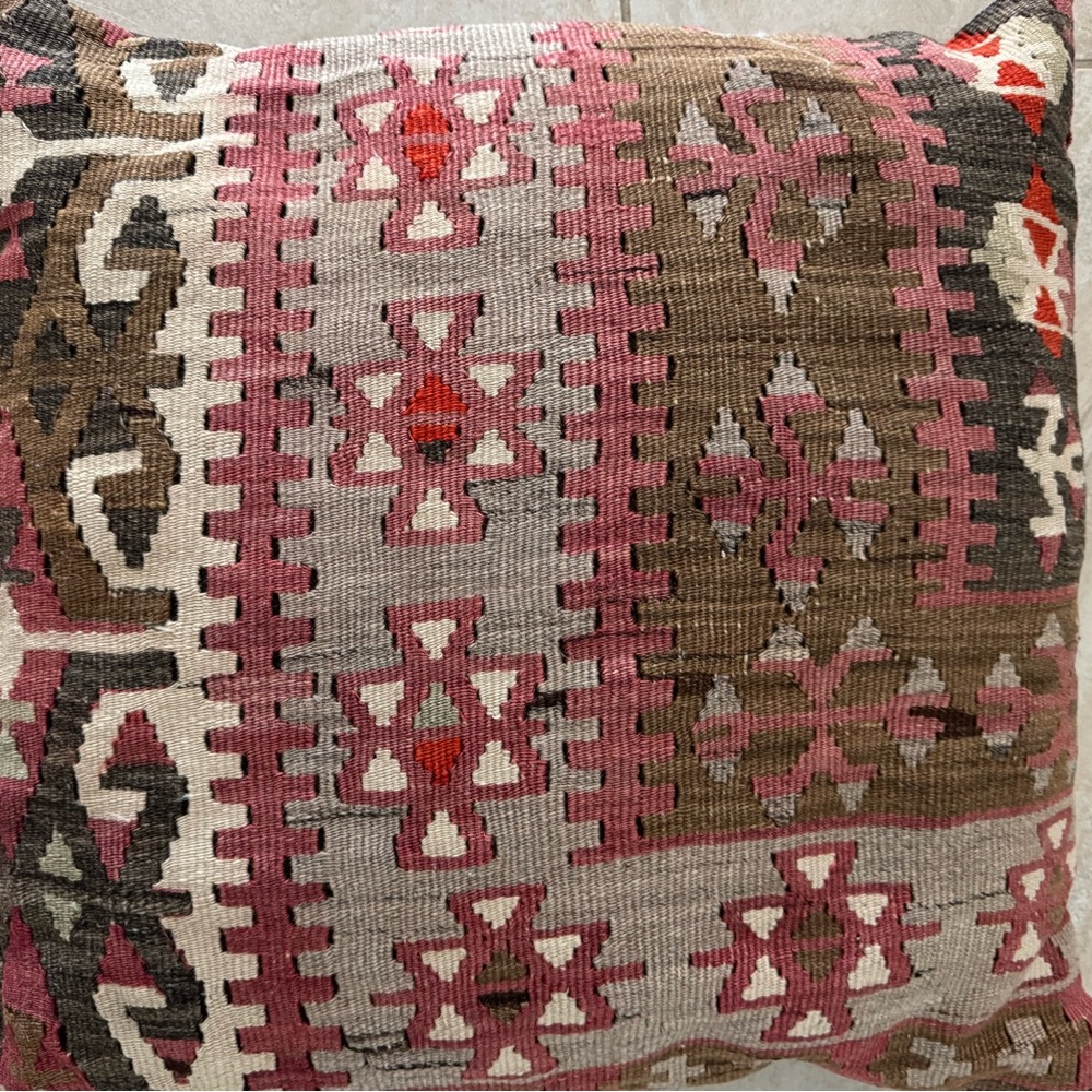 Ethan Allen Pink and Brown Accent Pillow